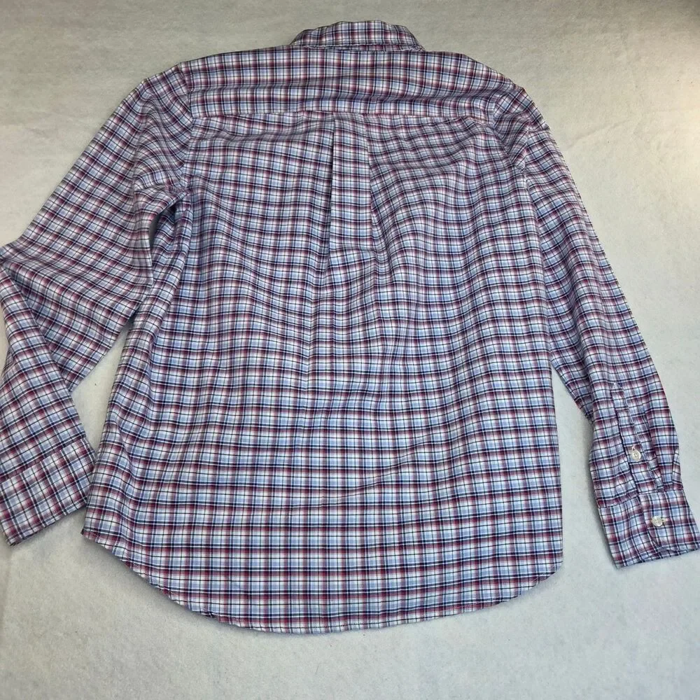 Ralph Lauren XL Tall 18 20 Red White Blue Plaid Long Sleeve Button Up Shirt